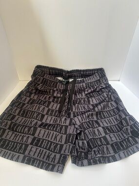 ethika Black All-Over Logo Drawstring Shorts